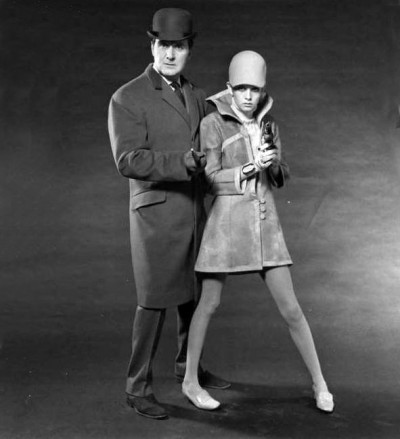 Twiggy and Patrick Macnee from the sixties spy-fi British television series The Avengers.