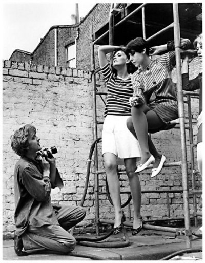 David Hemmings, Ann Norman,Peggy Moffitt in the set of blow up